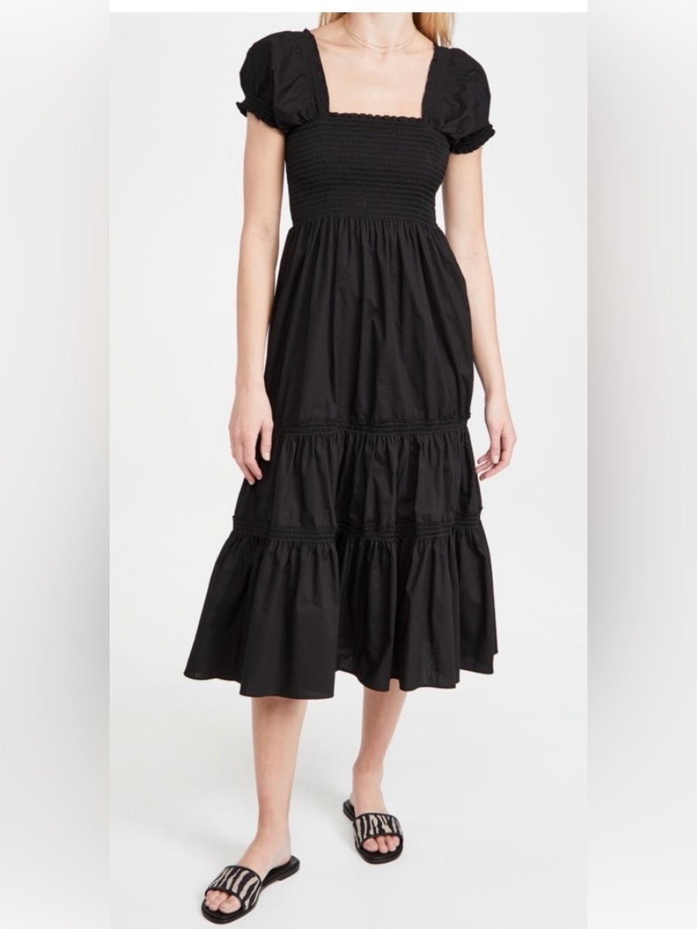 o.p.t Black Tiered Midi Dress